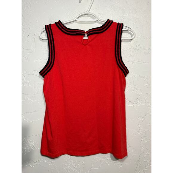 Talbots red embroidered trim tank top womens medium preppy classic minimalist - Picture 4 of 7